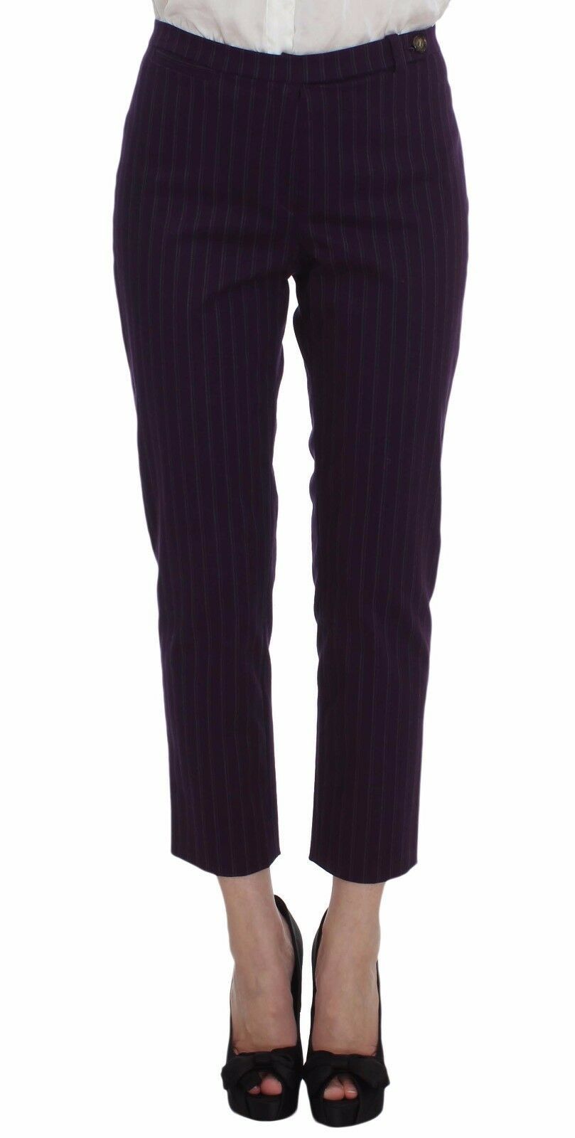 BENCIVENGA Lila gestreifter Stretch-Mantel Blazer Hose Anzug