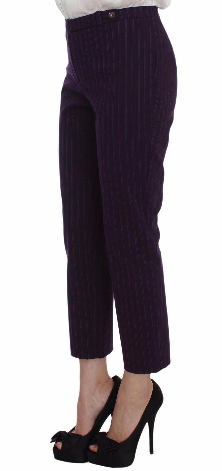 BENCIVENGA Lila gestreifter Stretch-Mantel Blazer Hose Anzug