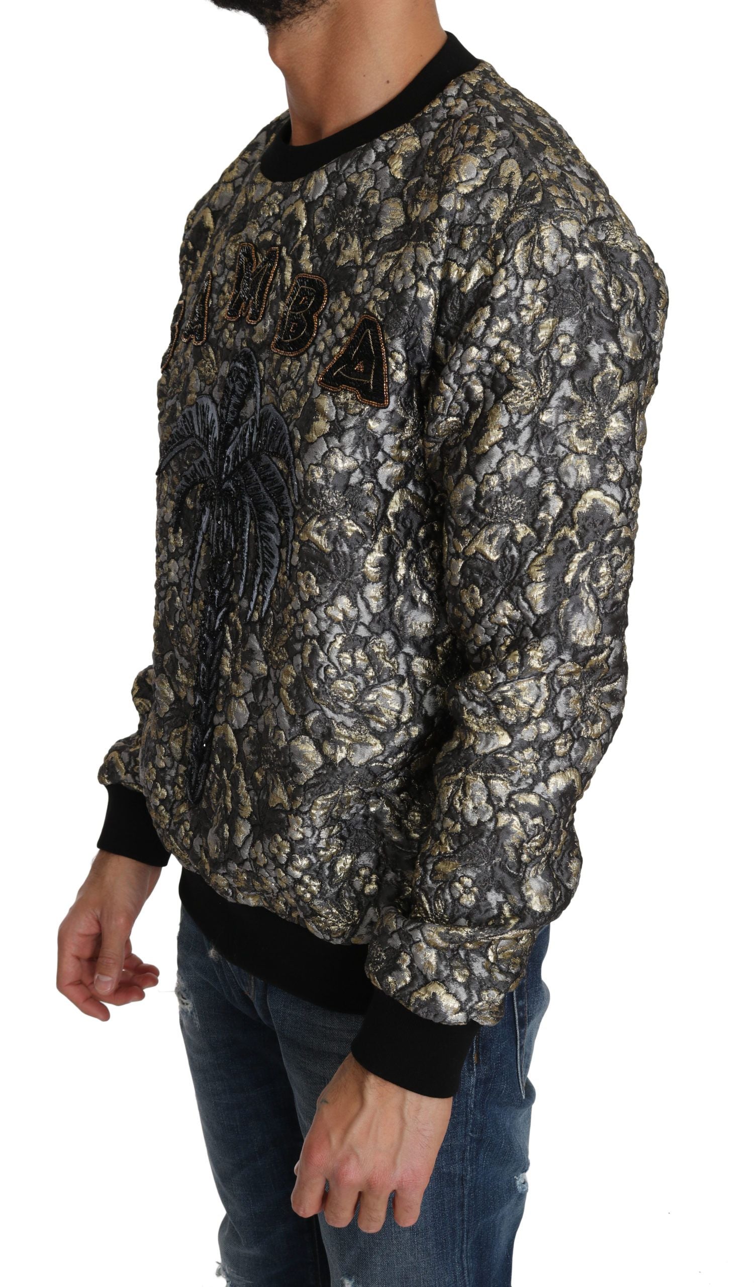 Dolce & Gabbana Mehrfarbiger SAMBA Jacquard-Pullover mit Palmtree-Muster