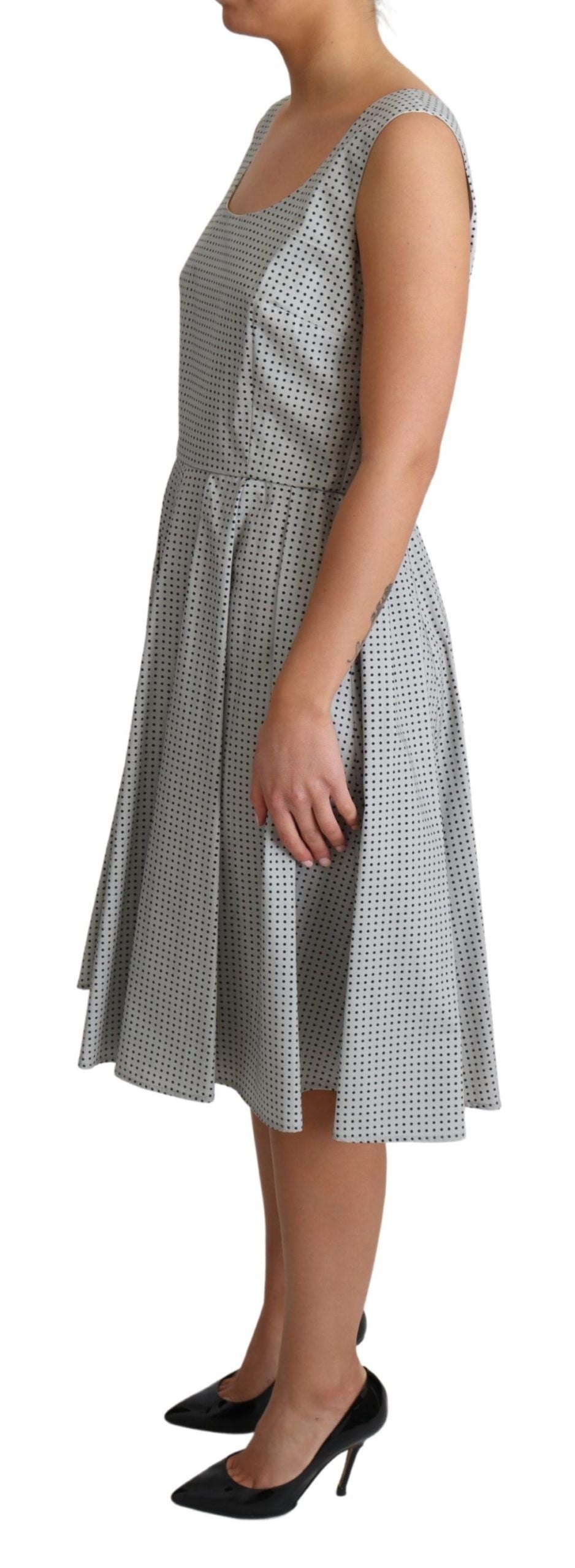 Dolce & Gabbana Graues gepunktetes A-Linien-Kleid aus Baumwolle