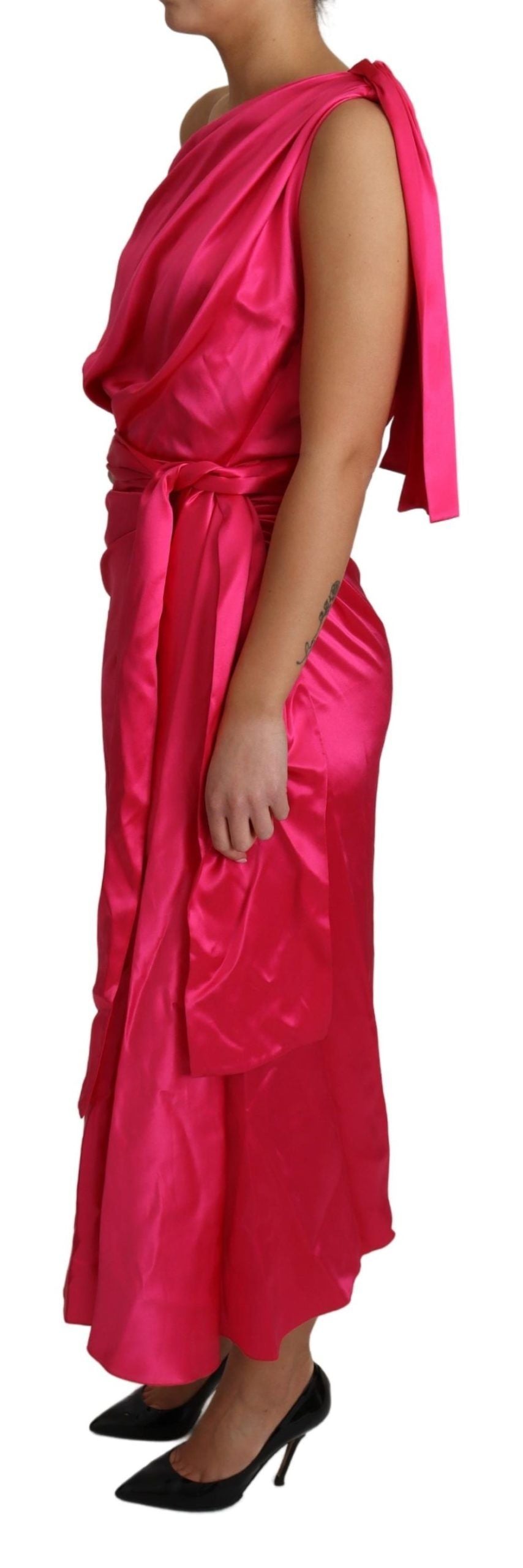 Dolce & Gabbana Kleid Rosa Taillierter Schnitt One Shoulder Midikleid