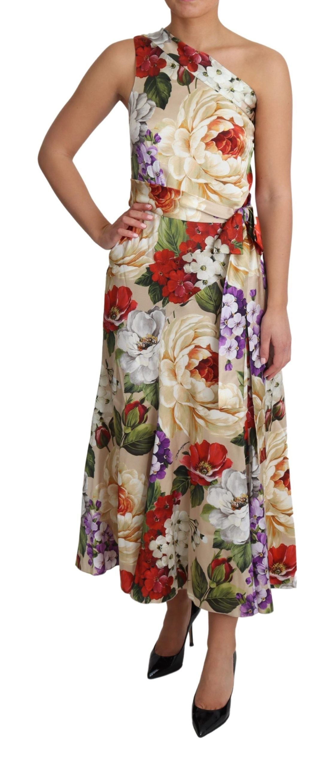 Dolce & Gabbana Print Seiden-Stretch-One-Shoulder-Kleid Floral