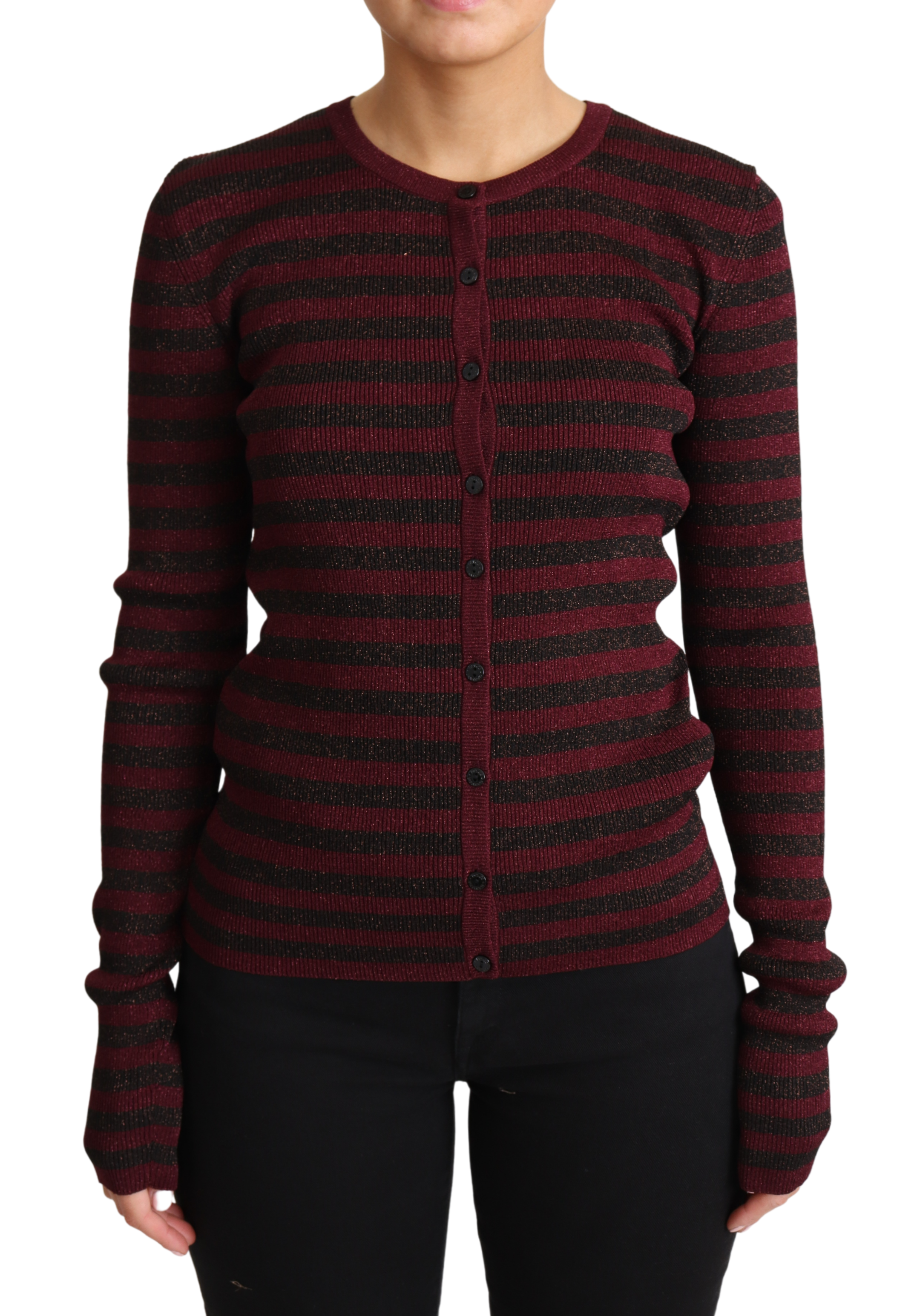 Dolce & Gabbana Schwarz-rot gestreifter Viskose-Strickpulli