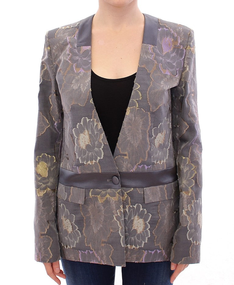 Roberto Fragata Multicolor Blazer aus geblümter Seide und Baumwolle