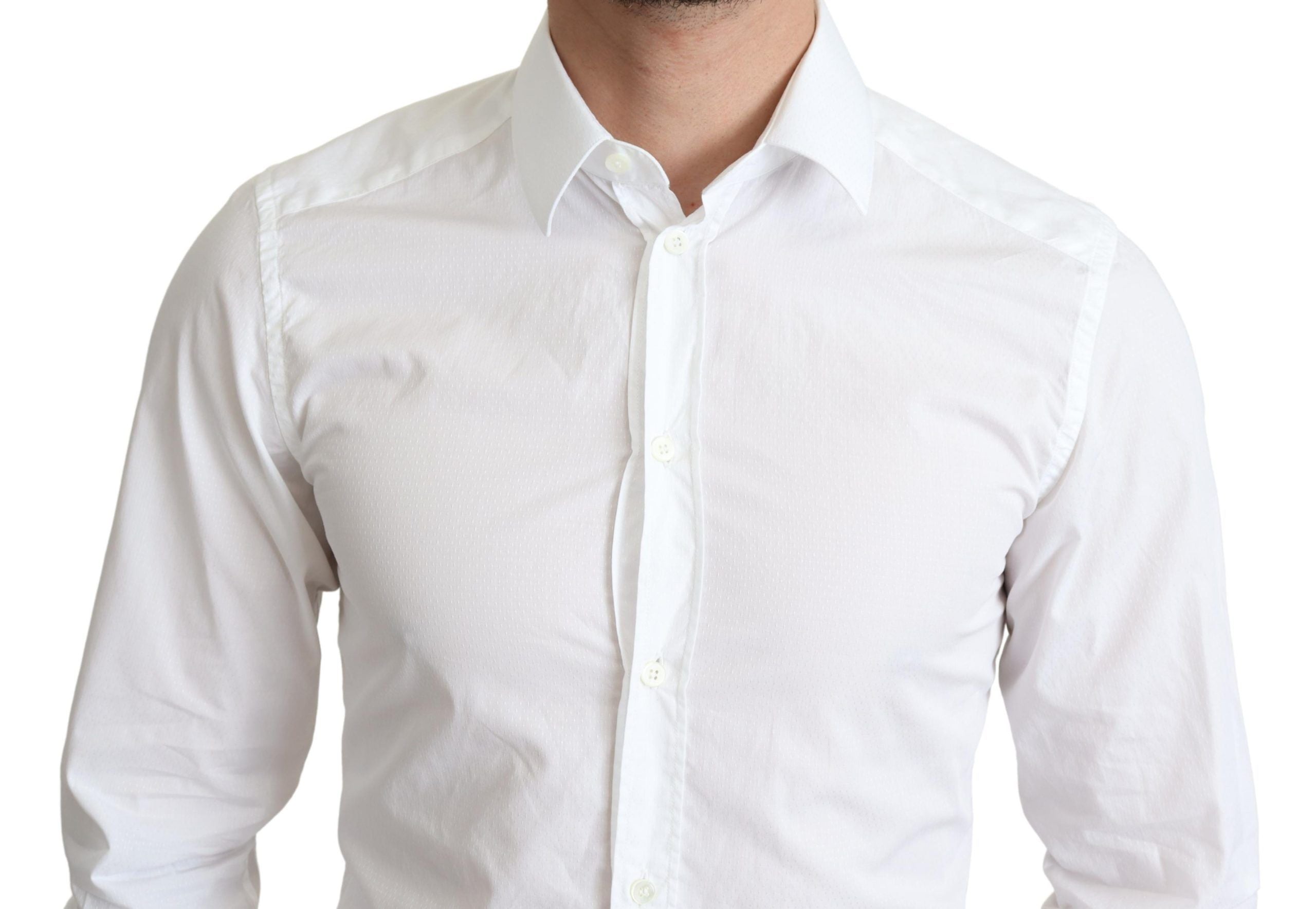 Dolce & Gabbana Weißes Baumwollhemd mit langen Ärmeln für Männer Formal