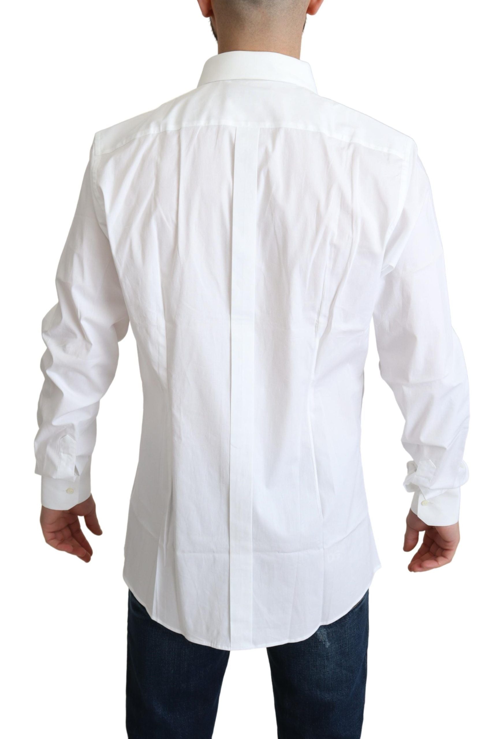 Dolce & Gabbana Weißes Baumwoll-Stretch-Hemd für Männer, formell