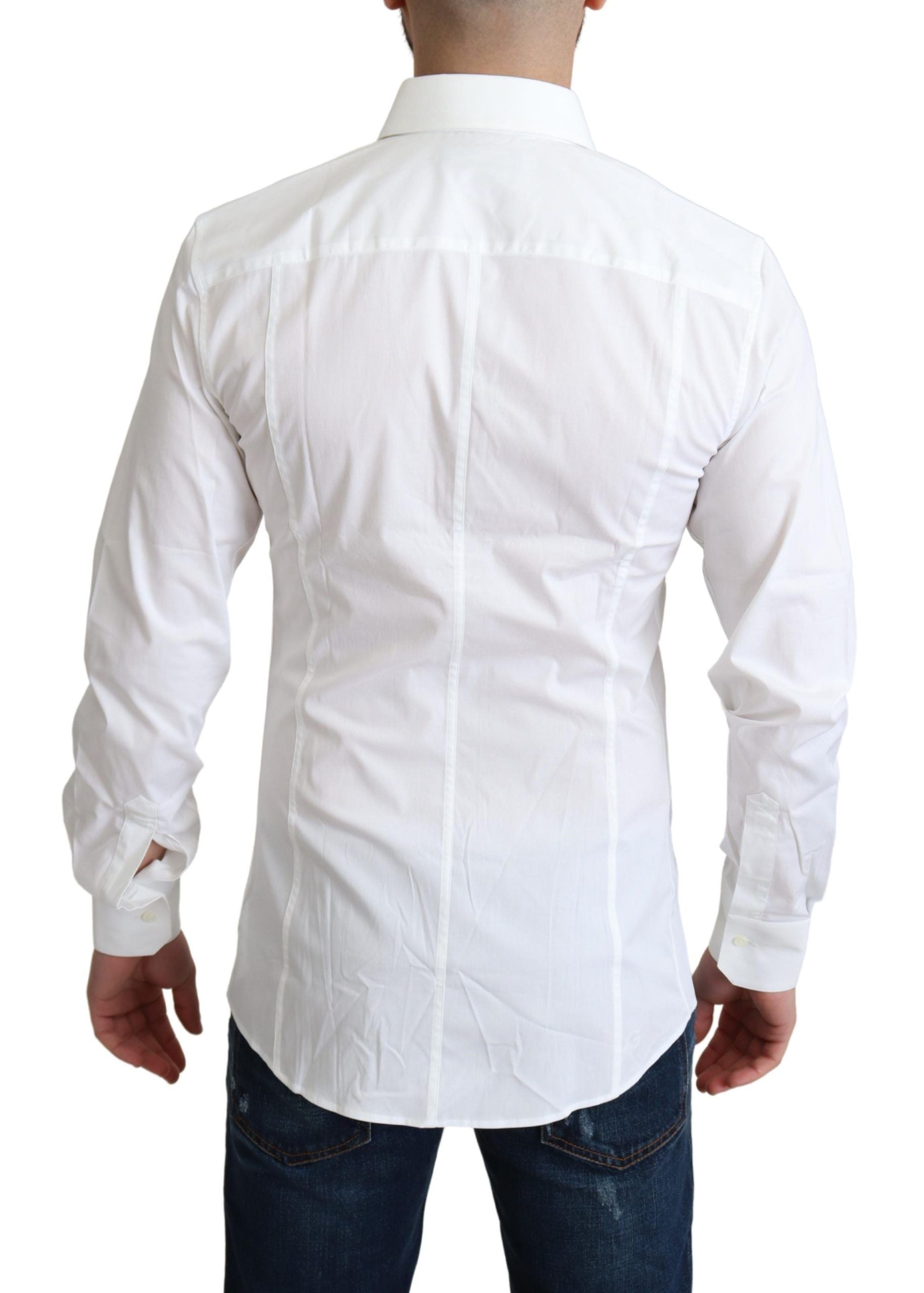 Dolce & Gabbana Weißes Baumwoll-Stretch-Hemd für Männer SICILIA Formal