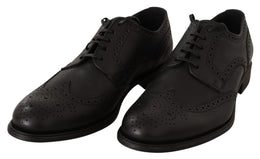 Dolce & Gabbana Schwarze Leder Oxford Wingtip Formal Dress Schuhe