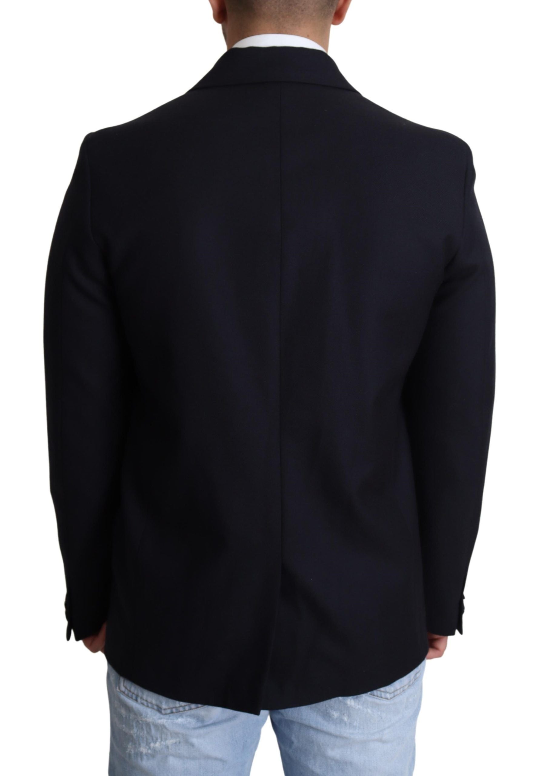 Dolce & Gabbana Dunkelblauer Wollmantel einreihig Jacke