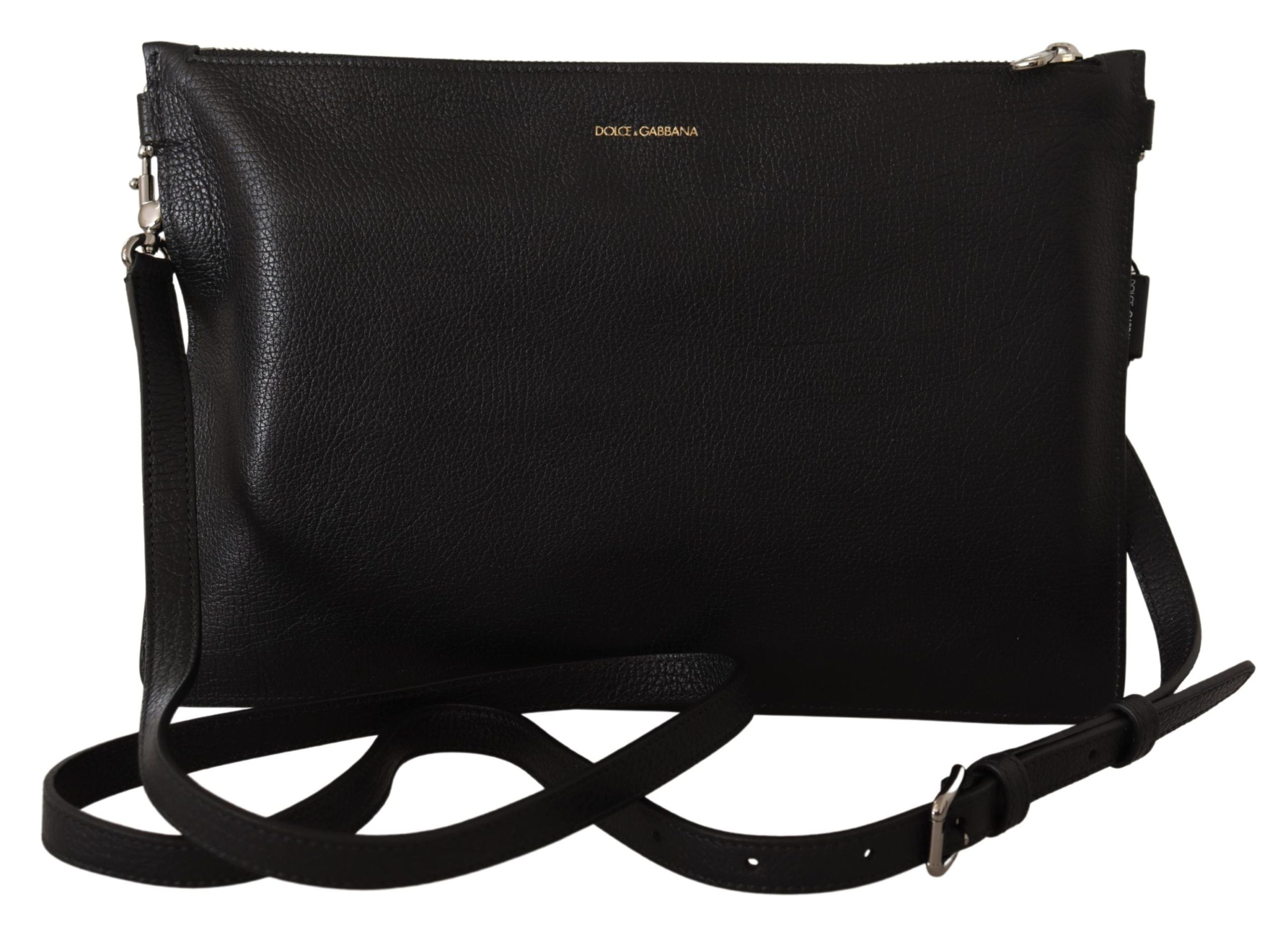 Dolce & Gabbana Schwarzes Exotenleder Schulterriemen Alta Sartoria Tasche