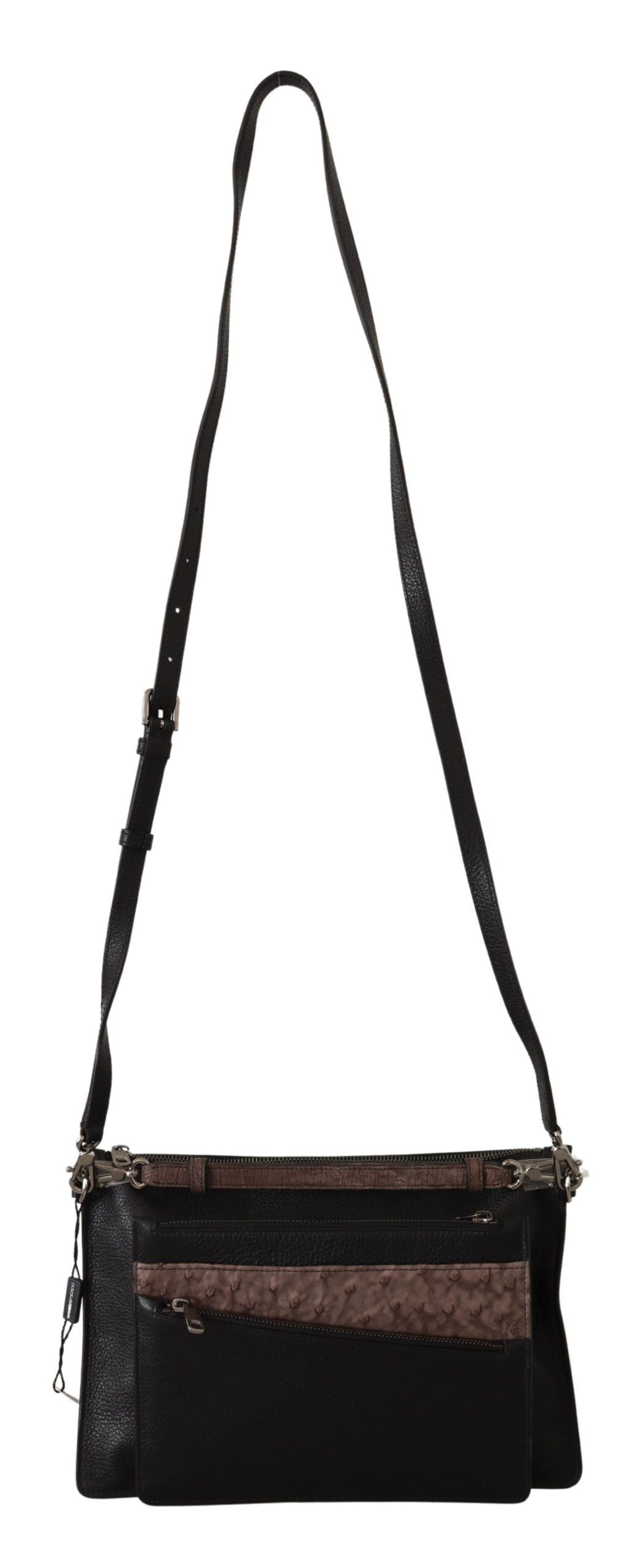 Dolce & Gabbana Schwarzes Exotenleder Schulterriemen Alta Sartoria Tasche