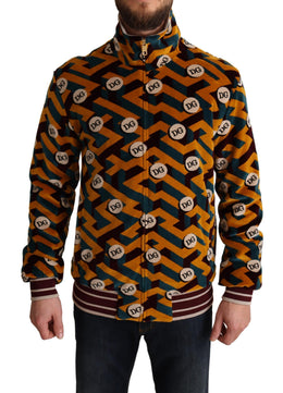 Dolce & Gabbana Multicolor Samt DG Logo Herren Pullover Jacke