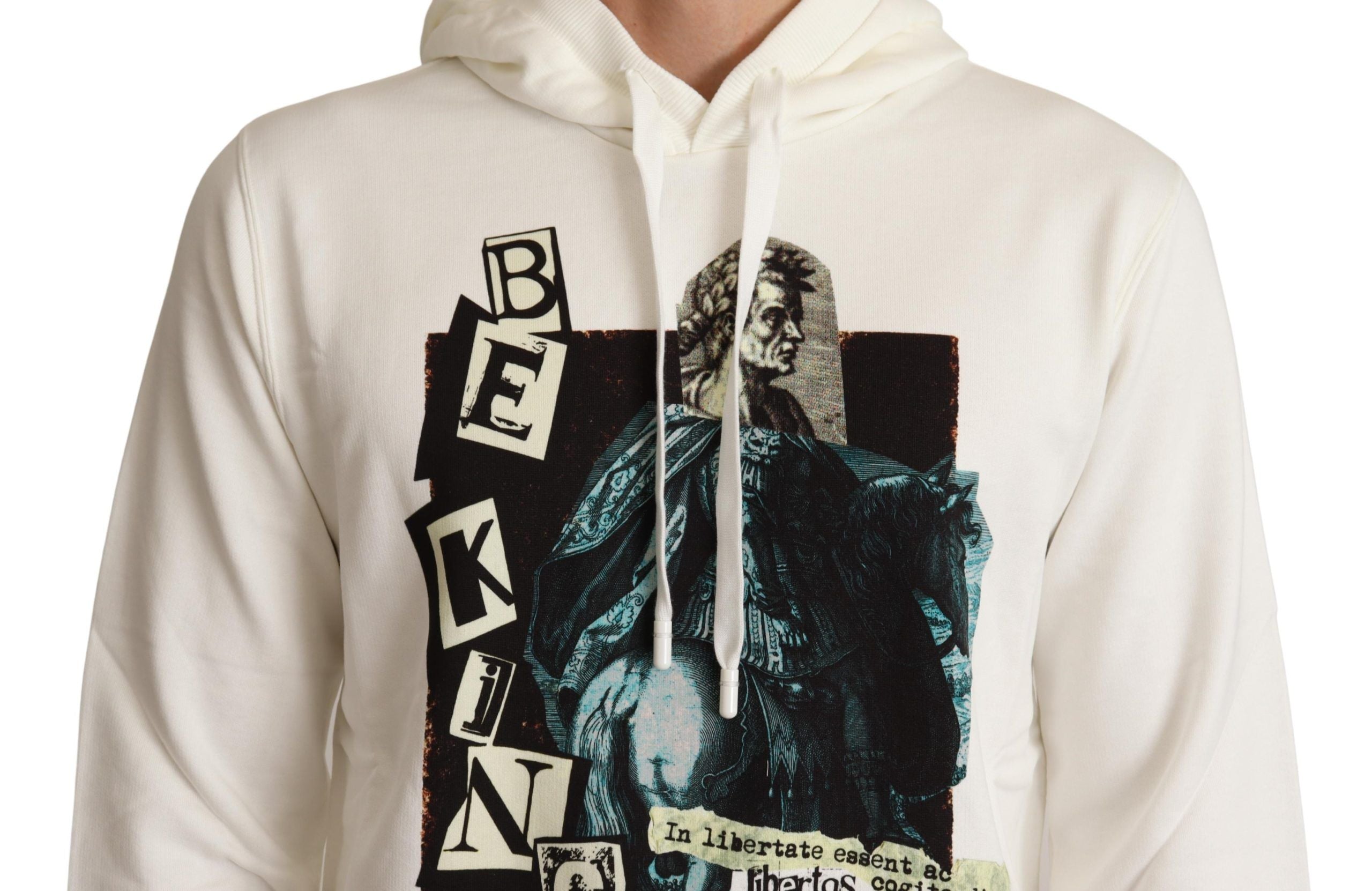 Dolce & Gabbana Weißer King Ceasar Baumwollpullover mit Kapuze