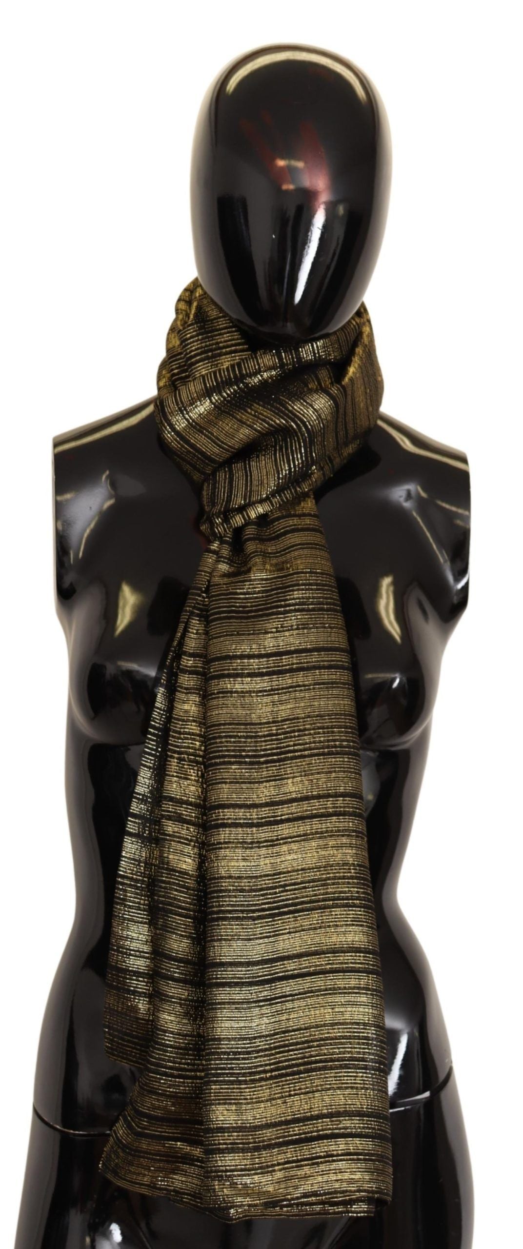 Dolce & Gabbana Metallic Gold Seiden-Stretch-Schal Wickelschal