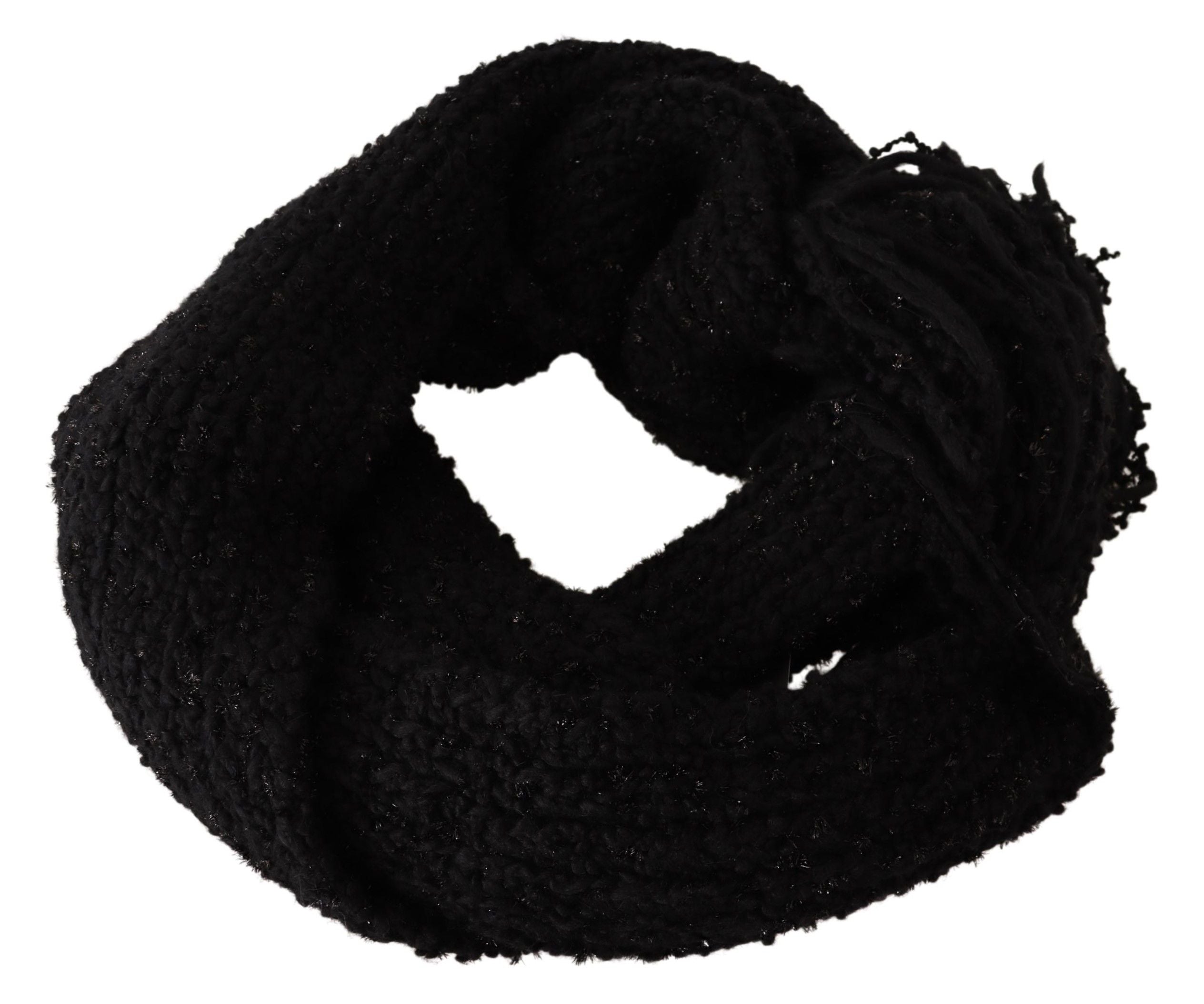Dolce & Gabbana Schwarzer gestrickter Schurwoll-Wickelschal