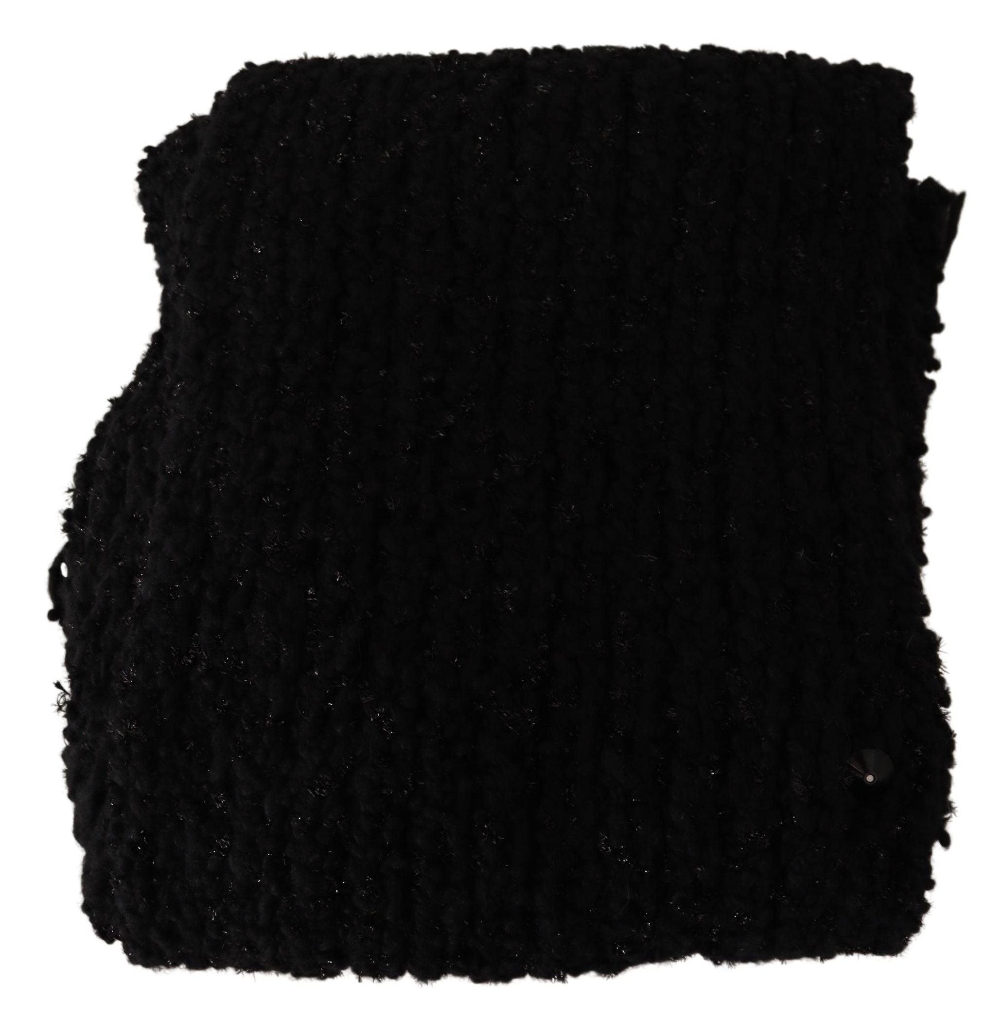 Dolce & Gabbana Schwarzer gestrickter Schurwoll-Wickelschal