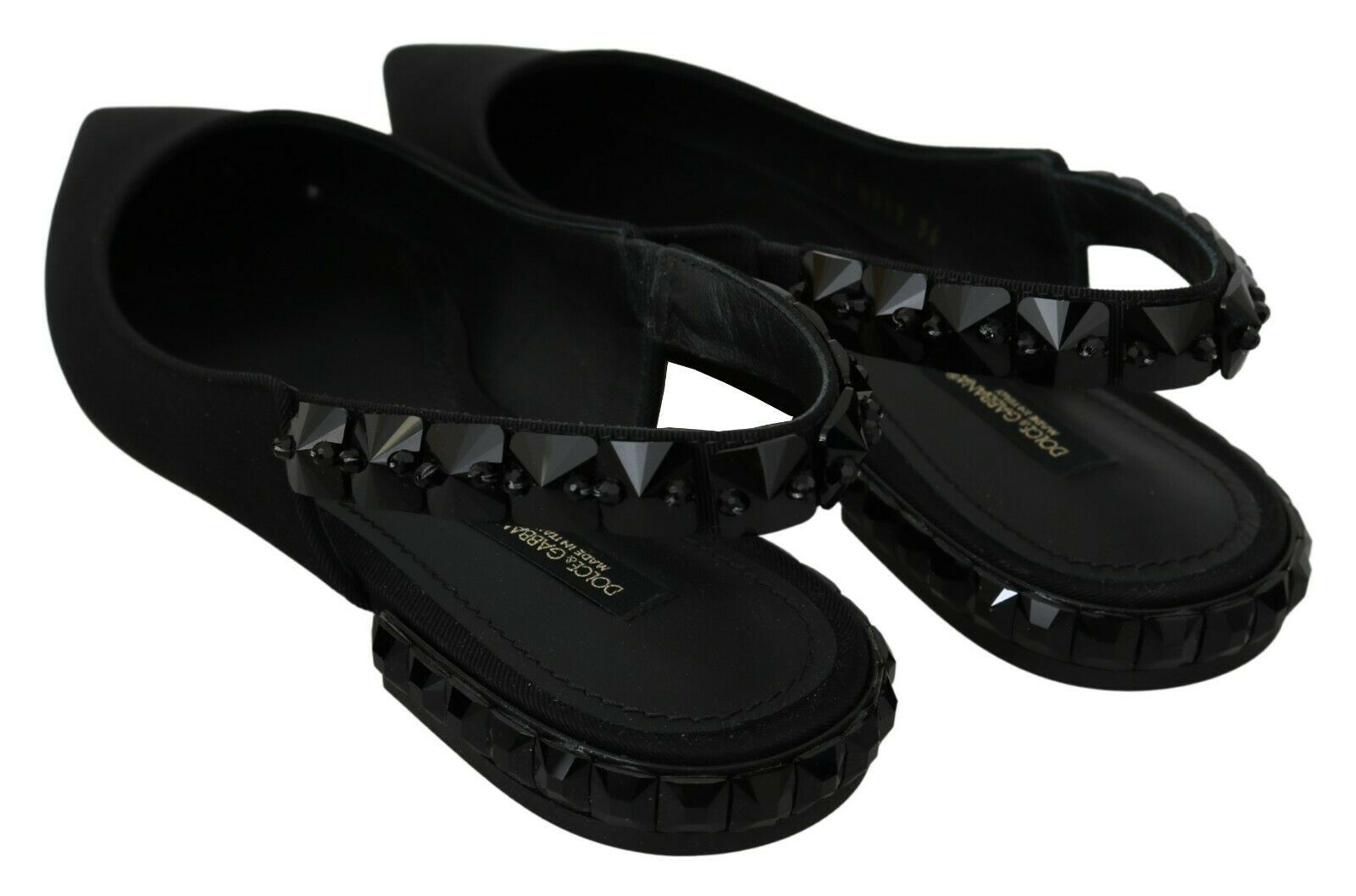 Dolce & Gabbana Schwarze Flats Slingback Charmeuse Schuhe