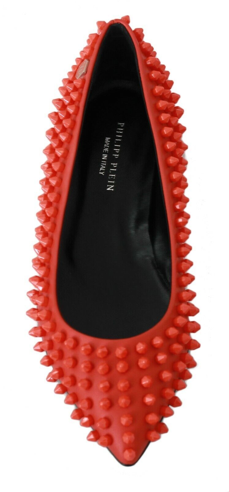 Philipp Plein Orange Leder Ballerina WHAT I DO Flats Schuhe
