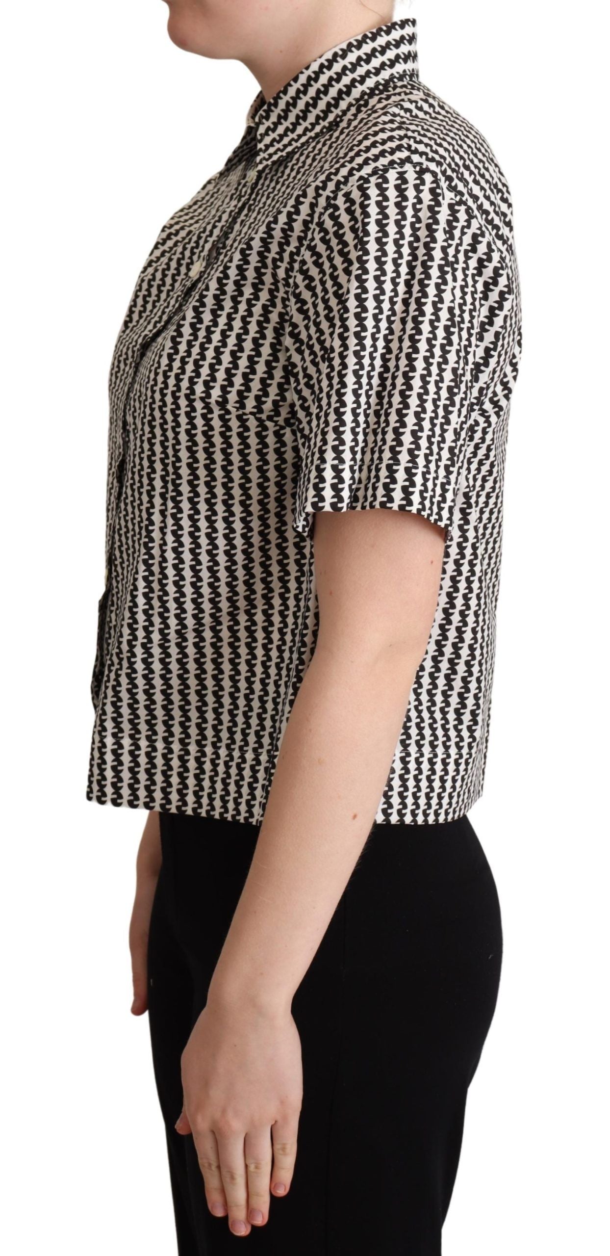 Dolce & Gabbana Weiß Schwarz Fantasie Muster Shirt