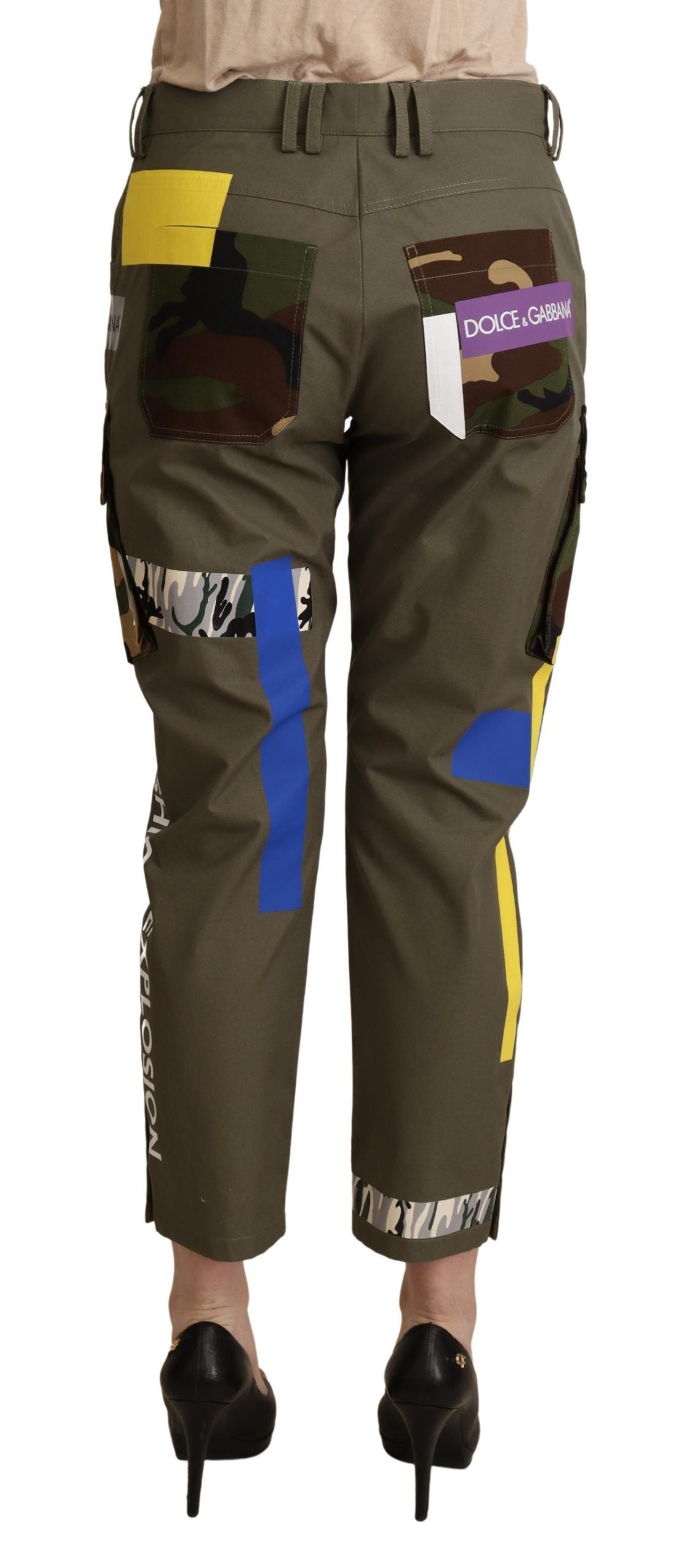 Dolce & Gabbana Grüne Militär-Cargohose Baumwollhose