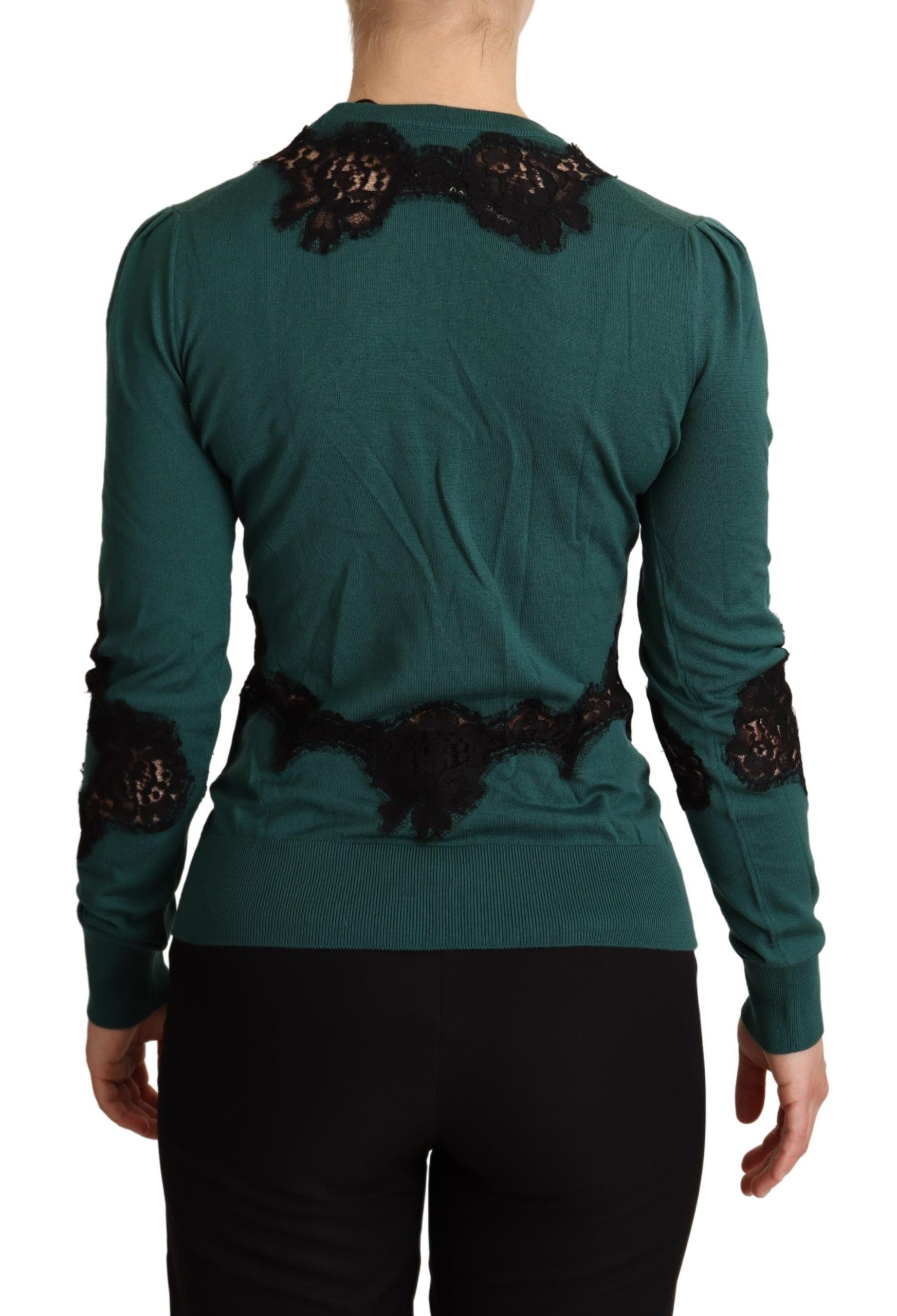 Dolce & Gabbana Grüner Pullover mit Rundhalsausschnitt aus Wolle