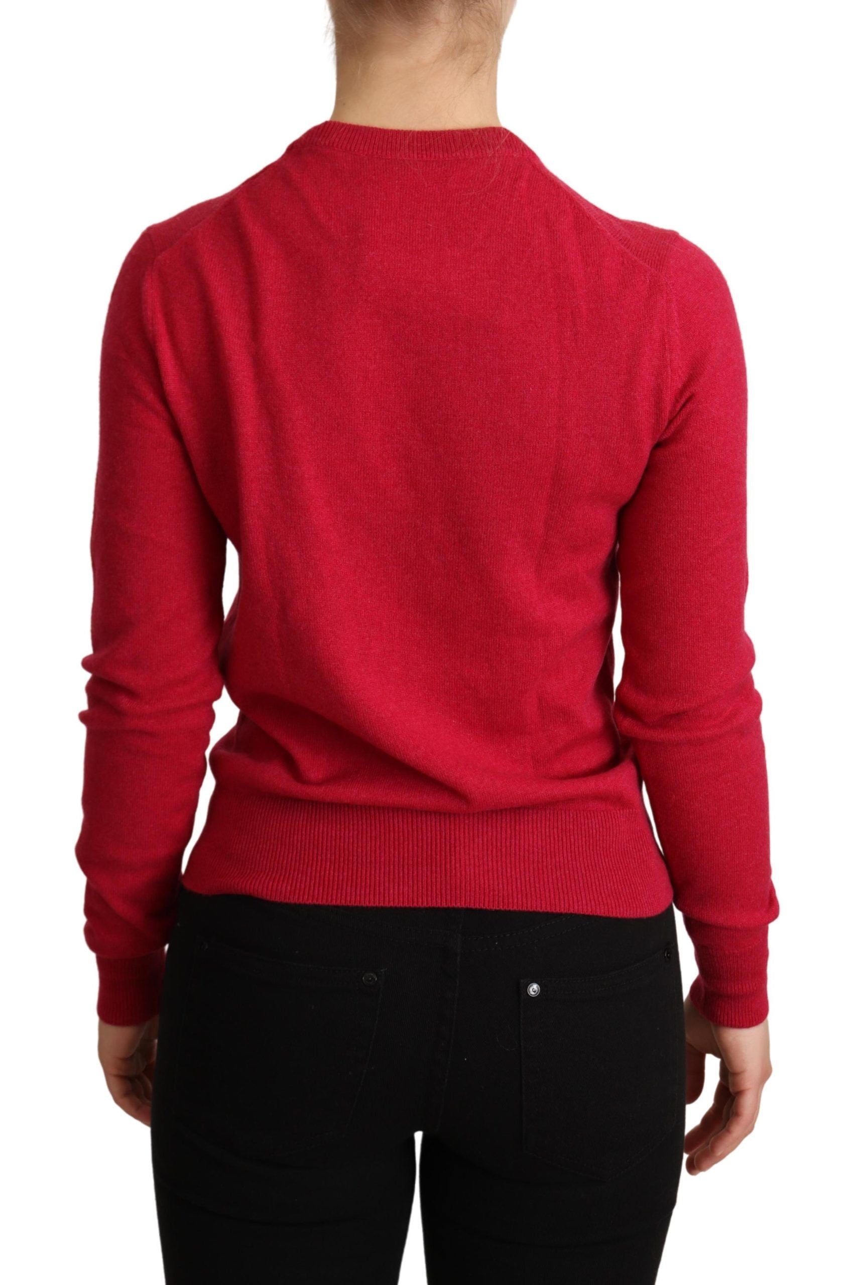 Dolce & Gabbana Rosa bestickter Pullover aus Kaschmirwolle