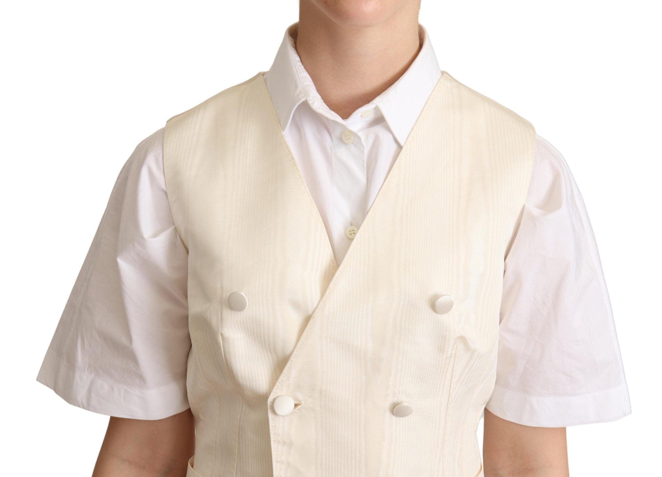 Dolce & Gabbana Beige Seidenweste ärmellos Weste