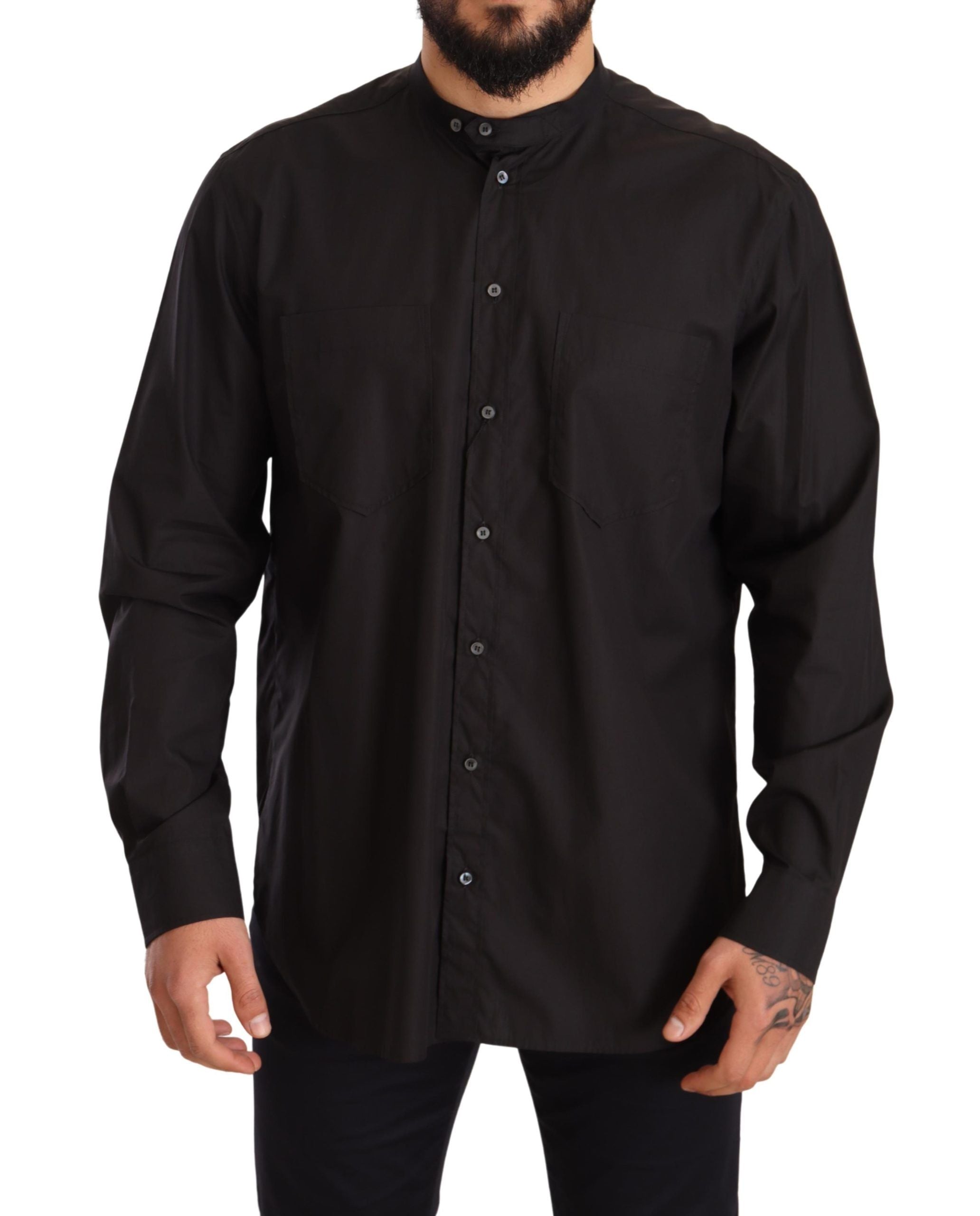 Dolce & Gabbana Schwarzes Hemd aus 100% Baumwolle für formelle Anlässe