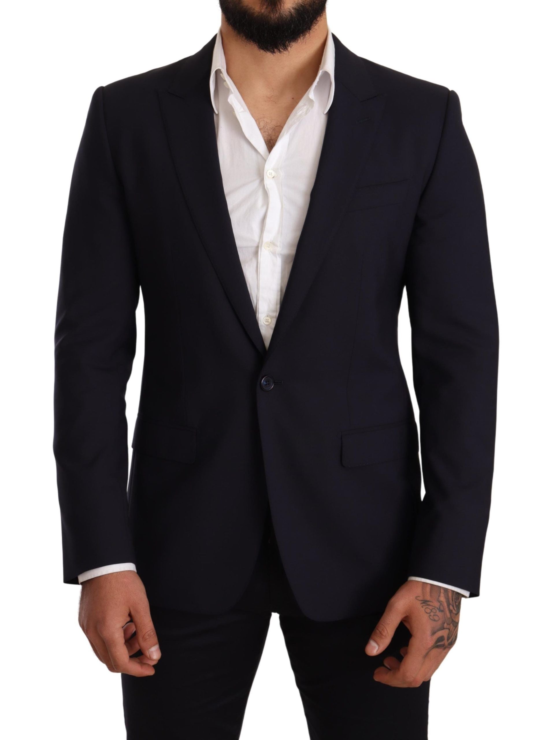 Dolce & Gabbana Marineblauer schmal geschnittener MARTINI Blazer aus Wolle