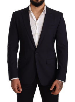 Dolce & Gabbana Marineblauer schmal geschnittener MARTINI Blazer aus Wolle