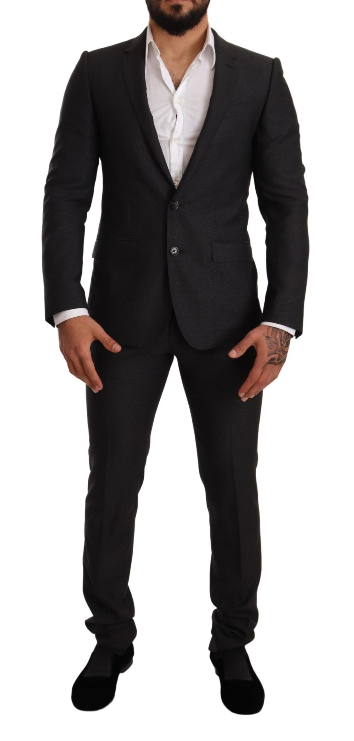 Dolce & Gabbana Graue Wolle MARTINI Slim Fit Set Anzug