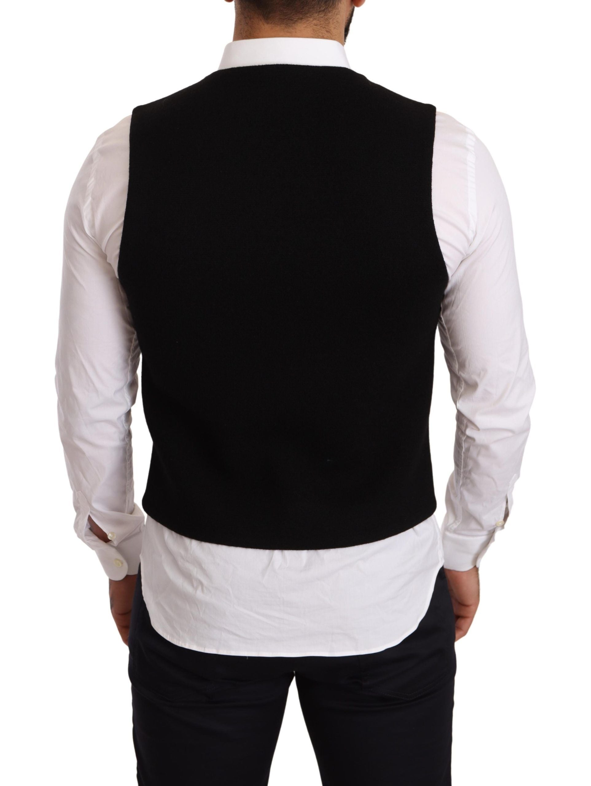 Dolce & Gabbana Schwarze einreihige Baumwollweste