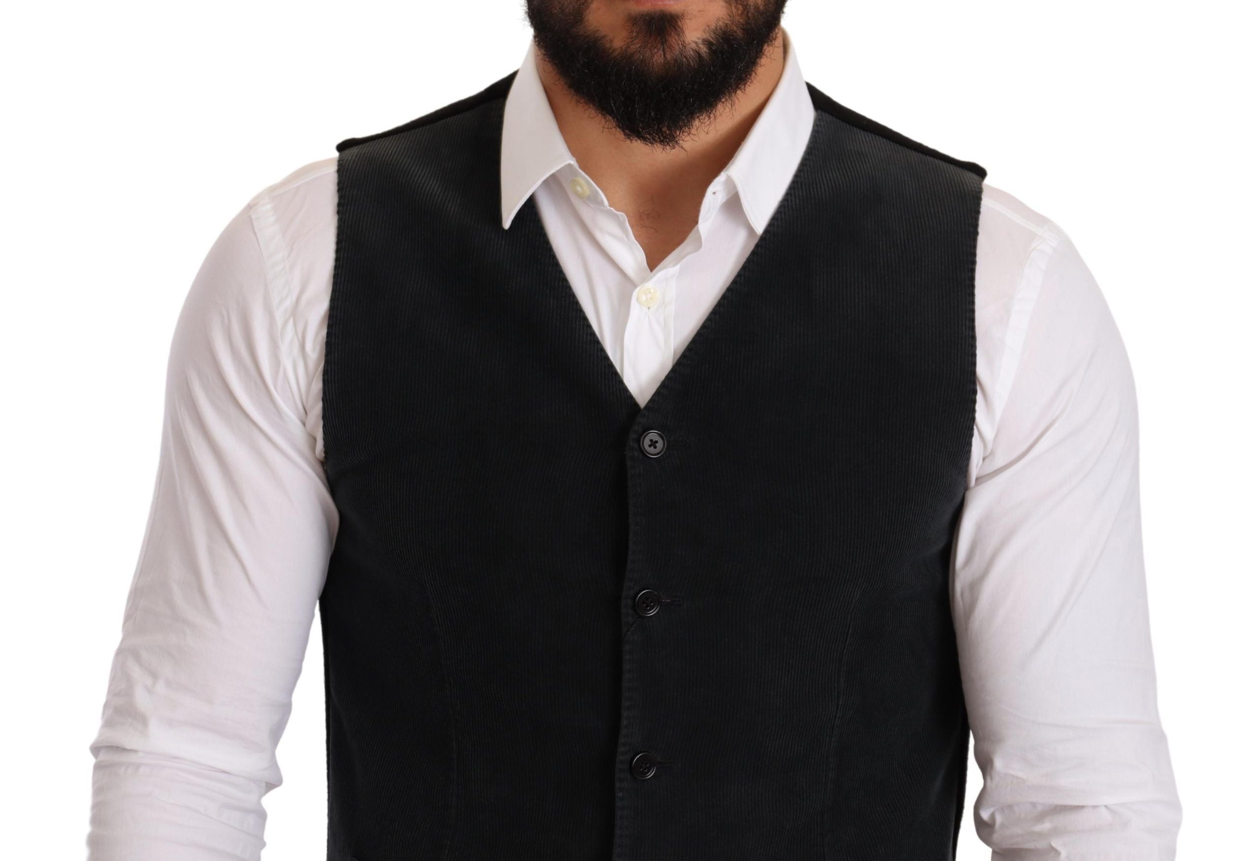 Dolce & Gabbana Schwarze einreihige Baumwollweste
