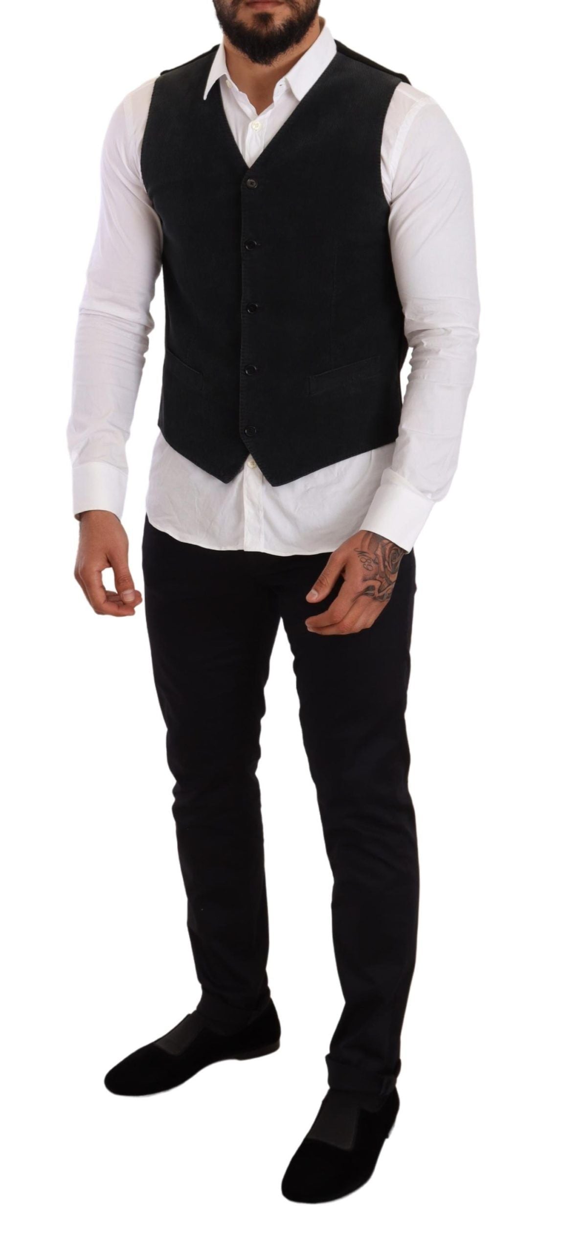 Dolce & Gabbana Schwarze einreihige Baumwollweste