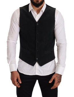 Dolce & Gabbana Schwarze einreihige Baumwollweste
