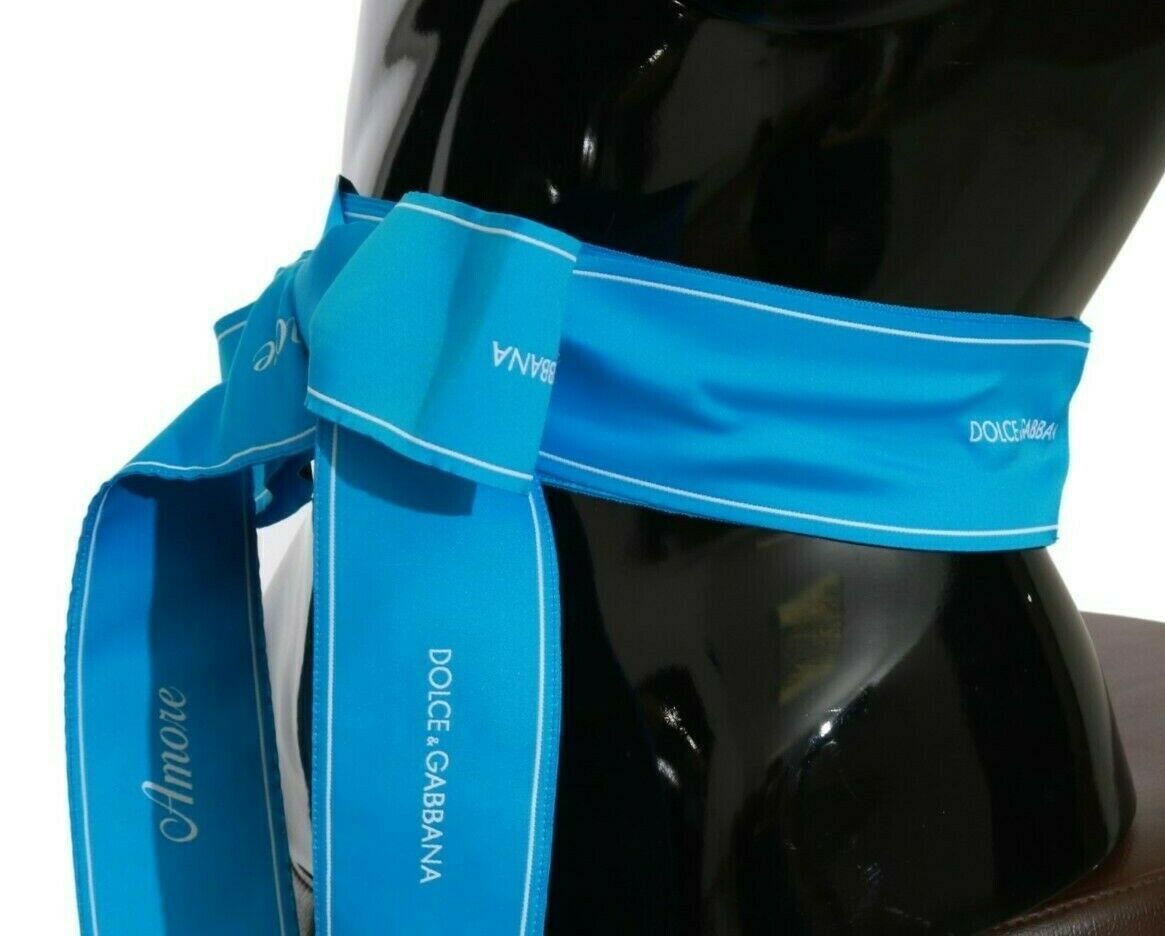 Dolce & Gabbana Blaues Taillenband Breiter Schleifengürtel