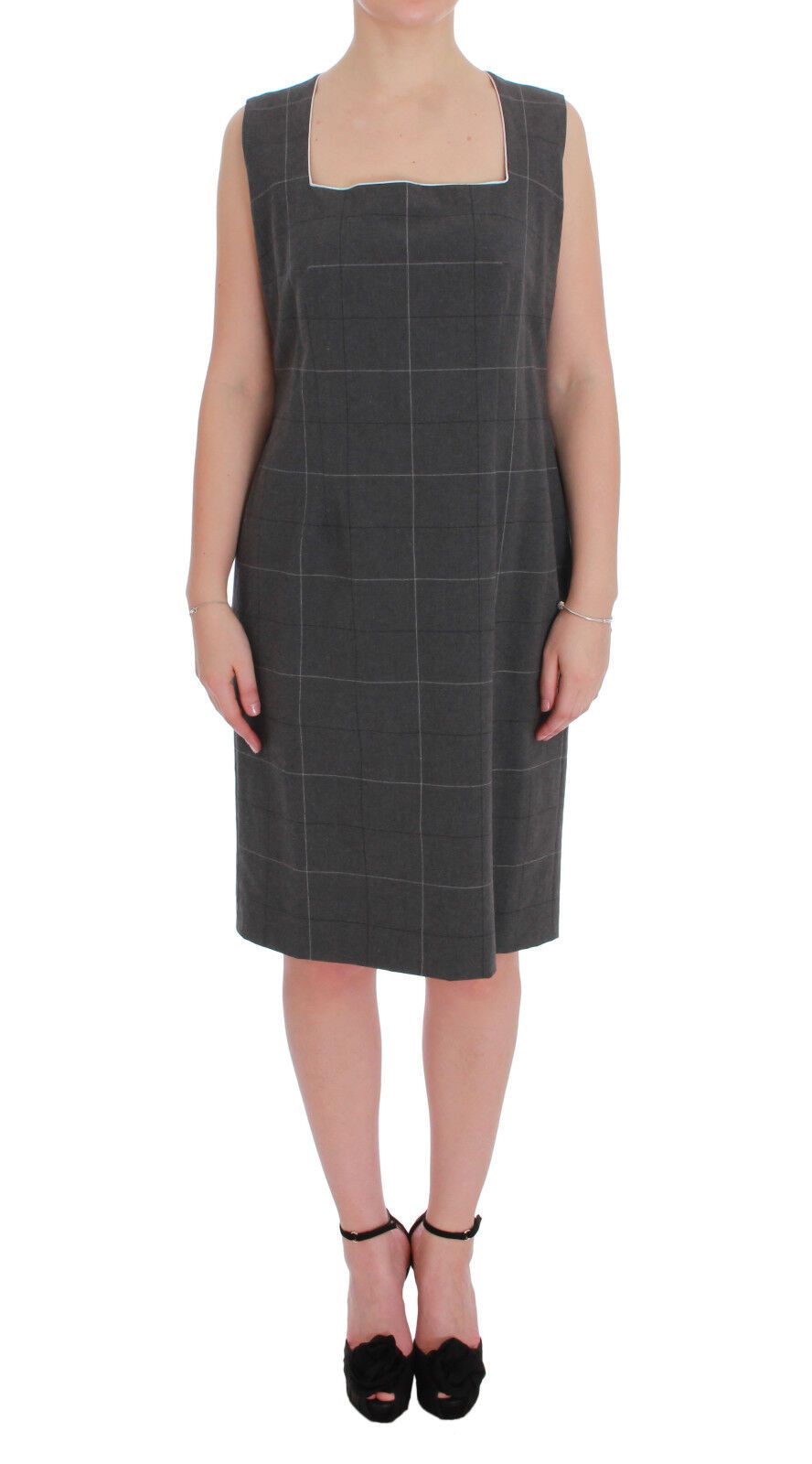 BENCIVENGA Graues kariertes Baumwollblazer-Kleid-Set Anzug