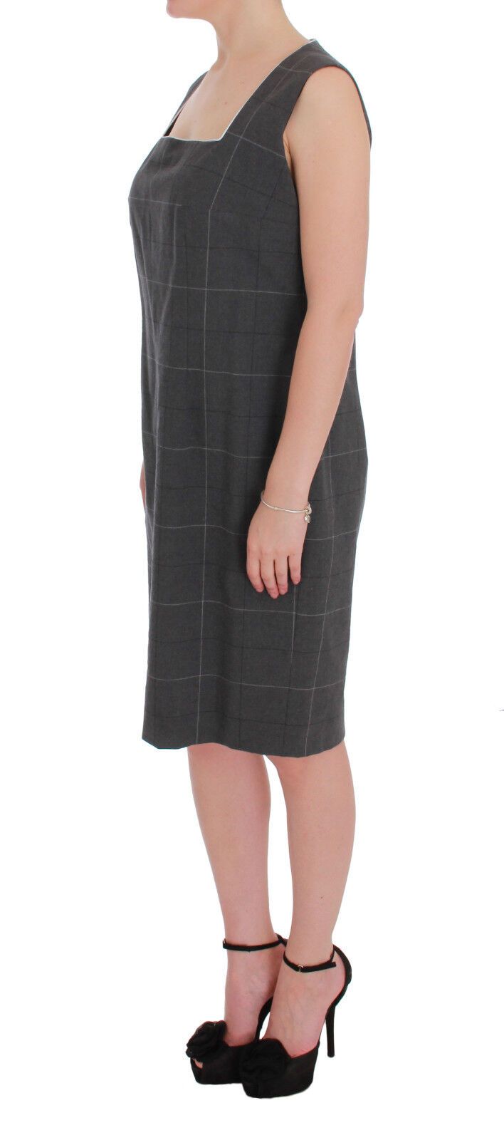 BENCIVENGA Graues kariertes Baumwollblazer-Kleid-Set Anzug