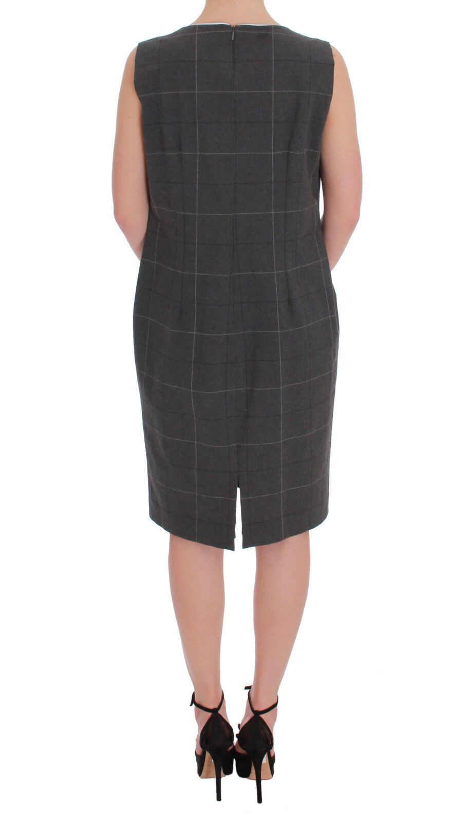 BENCIVENGA Graues kariertes Baumwollblazer-Kleid-Set Anzug