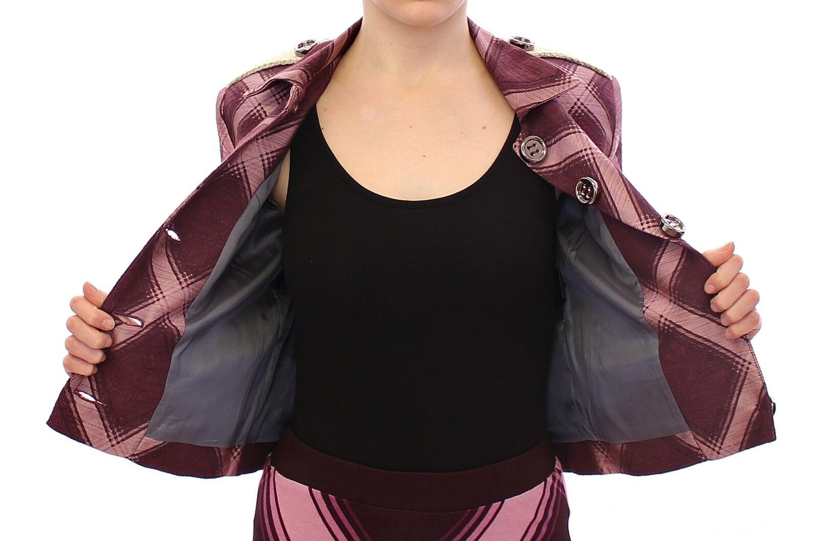 House of Holland Karo Trenchcoat Blazer Lila Jacke