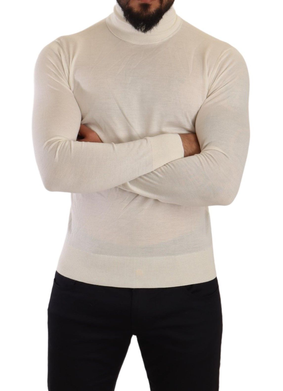 Dolce & Gabbana Rollkragenpullover aus cremefarbenem Kaschmir
