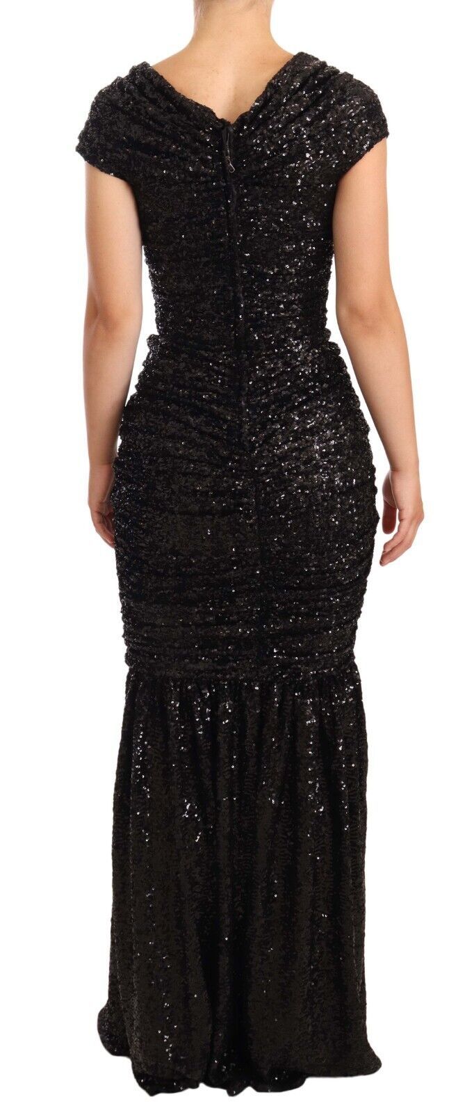 Dolce & Gabbana Schwarzes paillettenbesetztes Kleid mit offenen Schultern