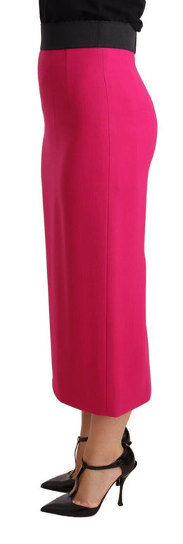 Dolce & Gabbana Rosa Stretch-Bleistiftrock mit hoher Taille und geradem Rock