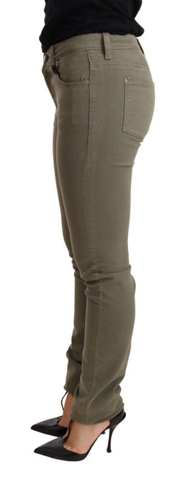 Ermanno Scervino Grüne Low Waist Skinny Slim Trouser Baumwolljeans