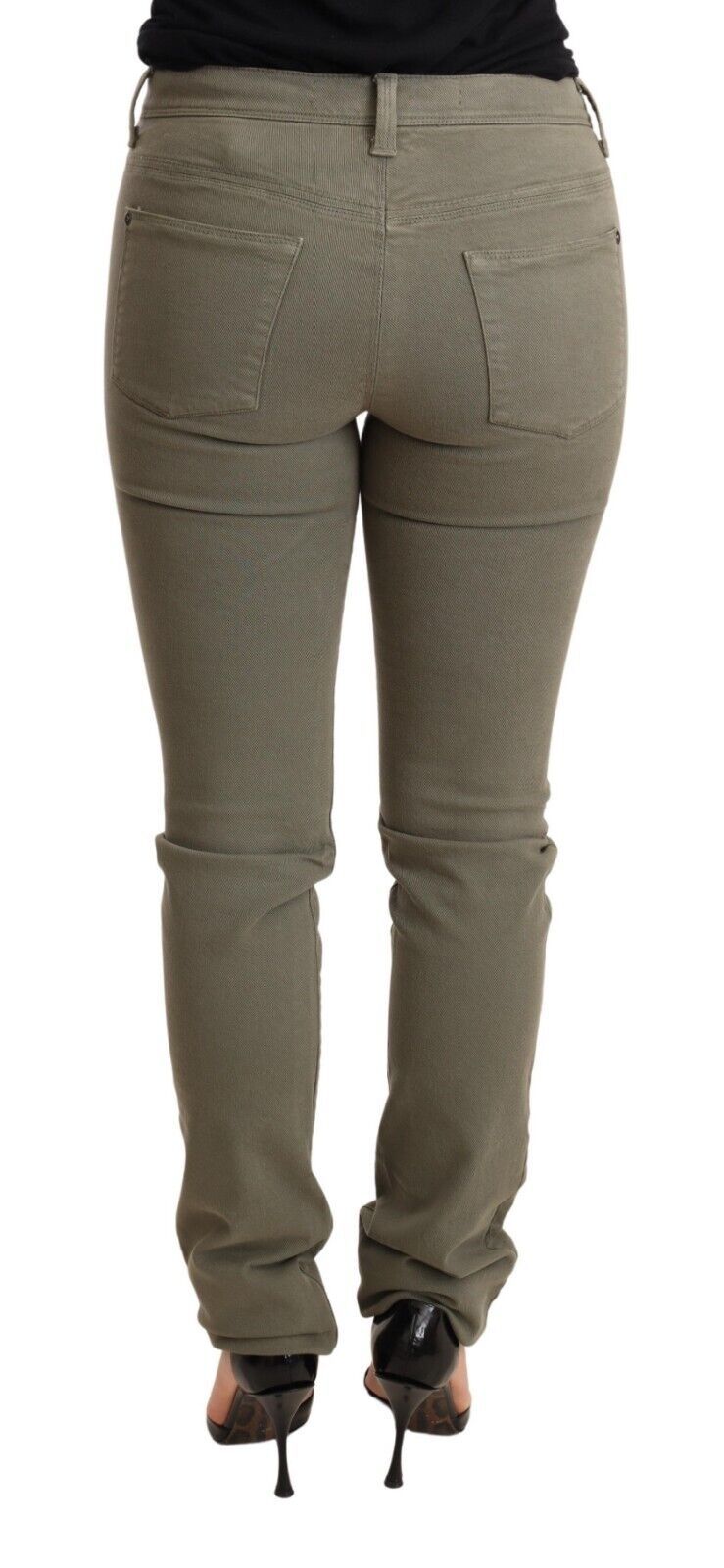 Ermanno Scervino Grüne Low Waist Skinny Slim Trouser Baumwolljeans