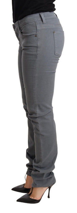 Ermanno Scervino Graue Skinny Slim Trouser Baumwolljeans mit niedriger Taille