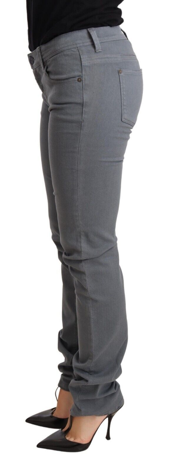 Ermanno Scervino Graue Skinny Slim Trouser Baumwolljeans mit niedriger Taille