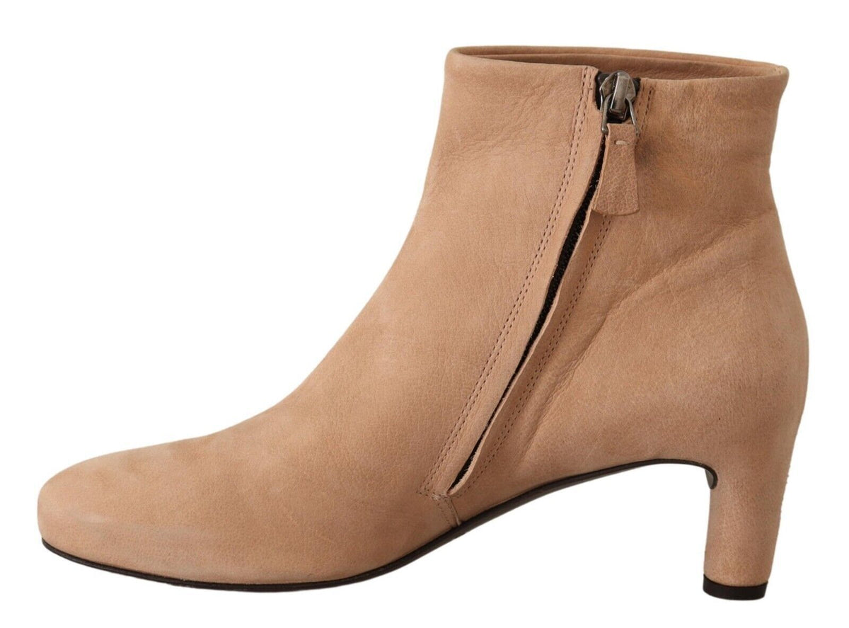 DEL CARLO Beige Wildleder Mid Heels Pumps Stiefel Schuhe