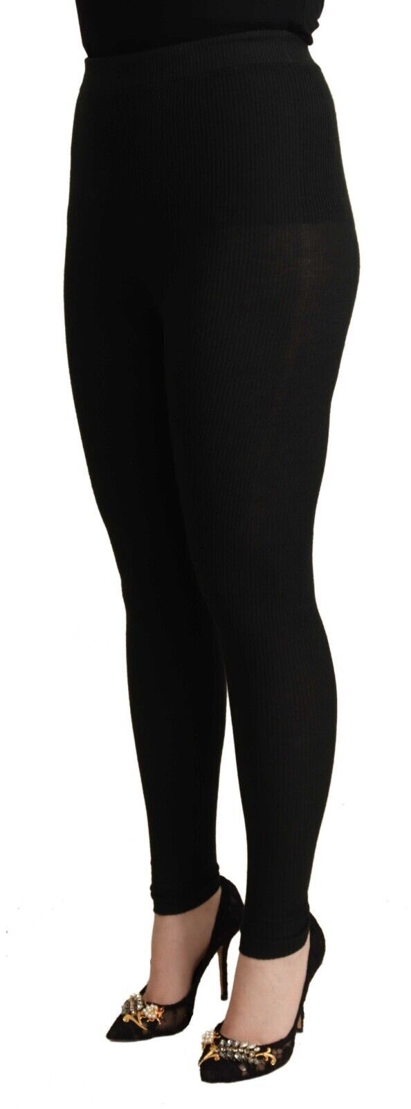 Dolce & Gabbana Schwarze Kaschmir-Stretch-Taillen-Hose