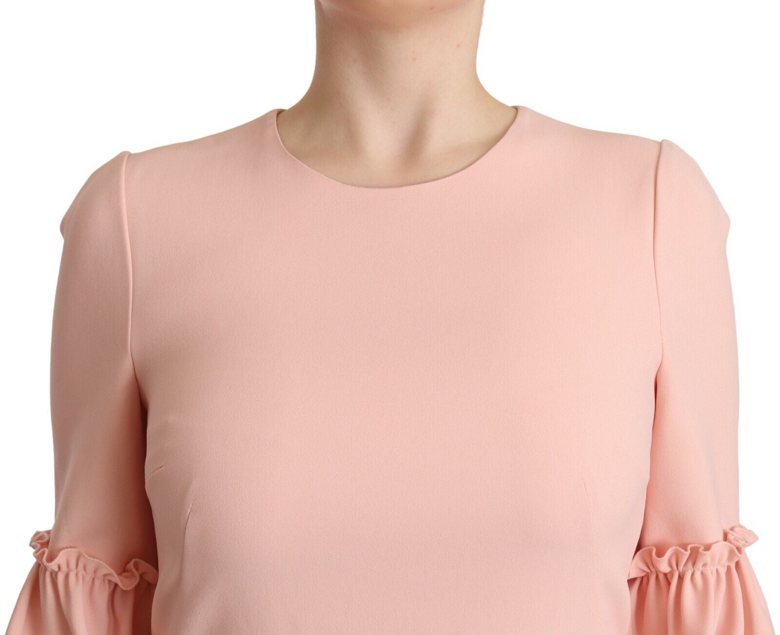 Dolce & Gabbana Rosa Viskose-Etuikleid mit gerafften Ärmeln